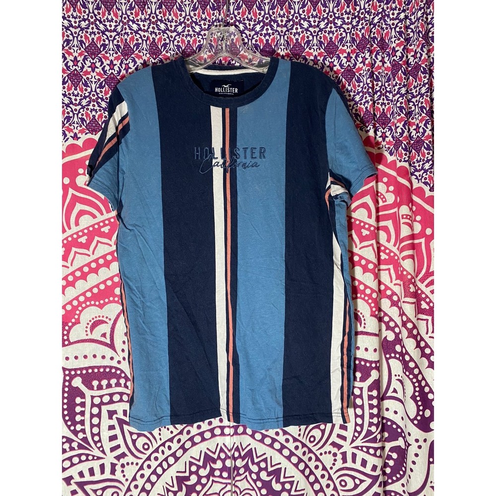 Hollister Shirt Blue Striped Shirt Size Medium Embroidered